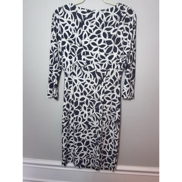Lauren Ralph Lauren Surplice Dress Women Size 6 Black White V Neck Faux Wrap - Picture 8 of 9